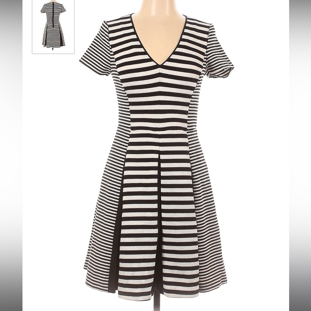 Banana republic black white striped dress